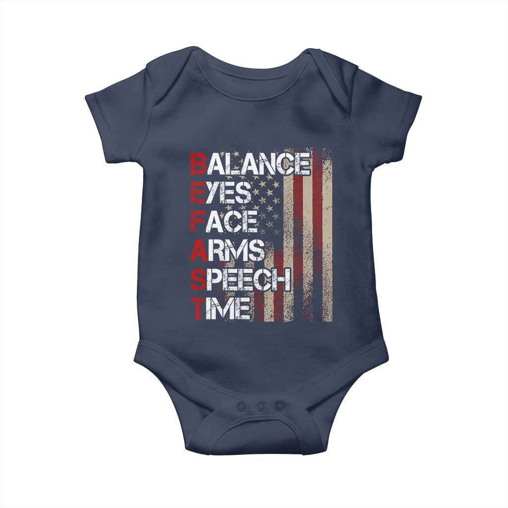 Stroke Awareness Baby Onesie BEFAST Stroke Symptoms Vintage American Flag