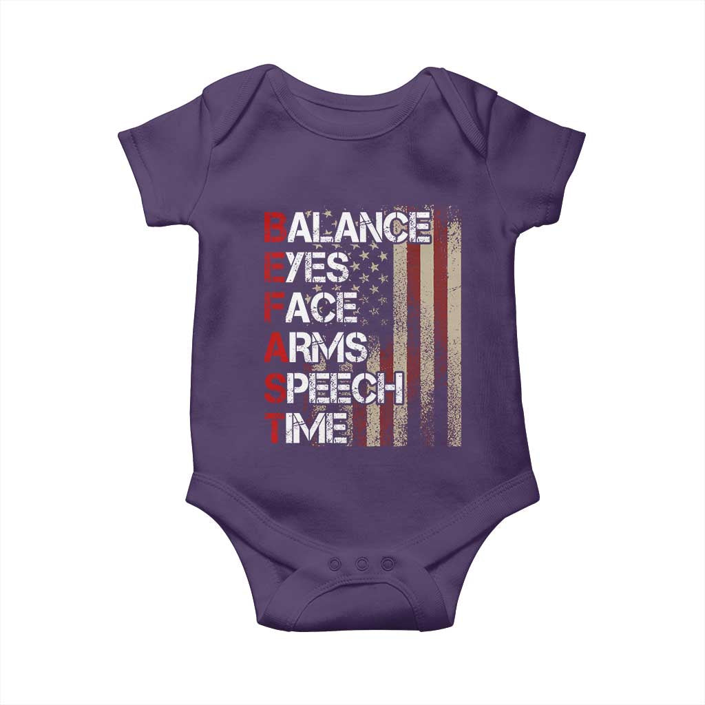 Stroke Awareness Baby Onesie BEFAST Stroke Symptoms Vintage American Flag