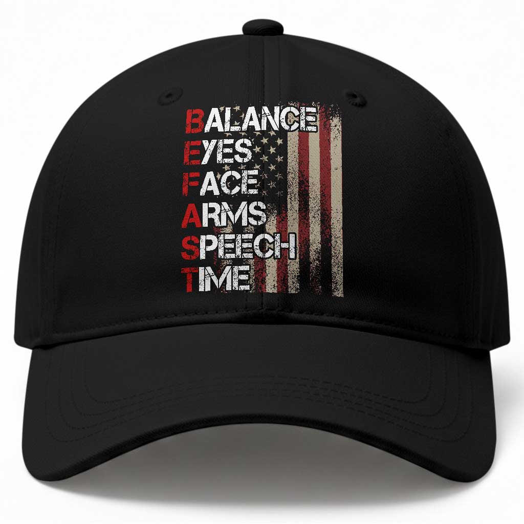 Stroke Awareness Baseball Cap BEFAST Stroke Symptoms Vintage American Flag
