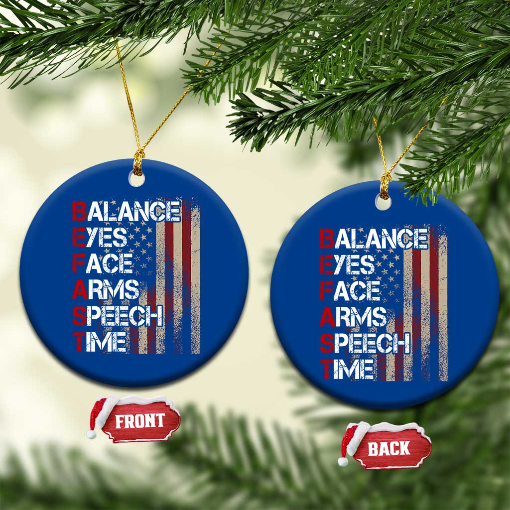 Stroke Awareness Ceramic Ornament BEFAST Stroke Symptoms Vintage American Flag