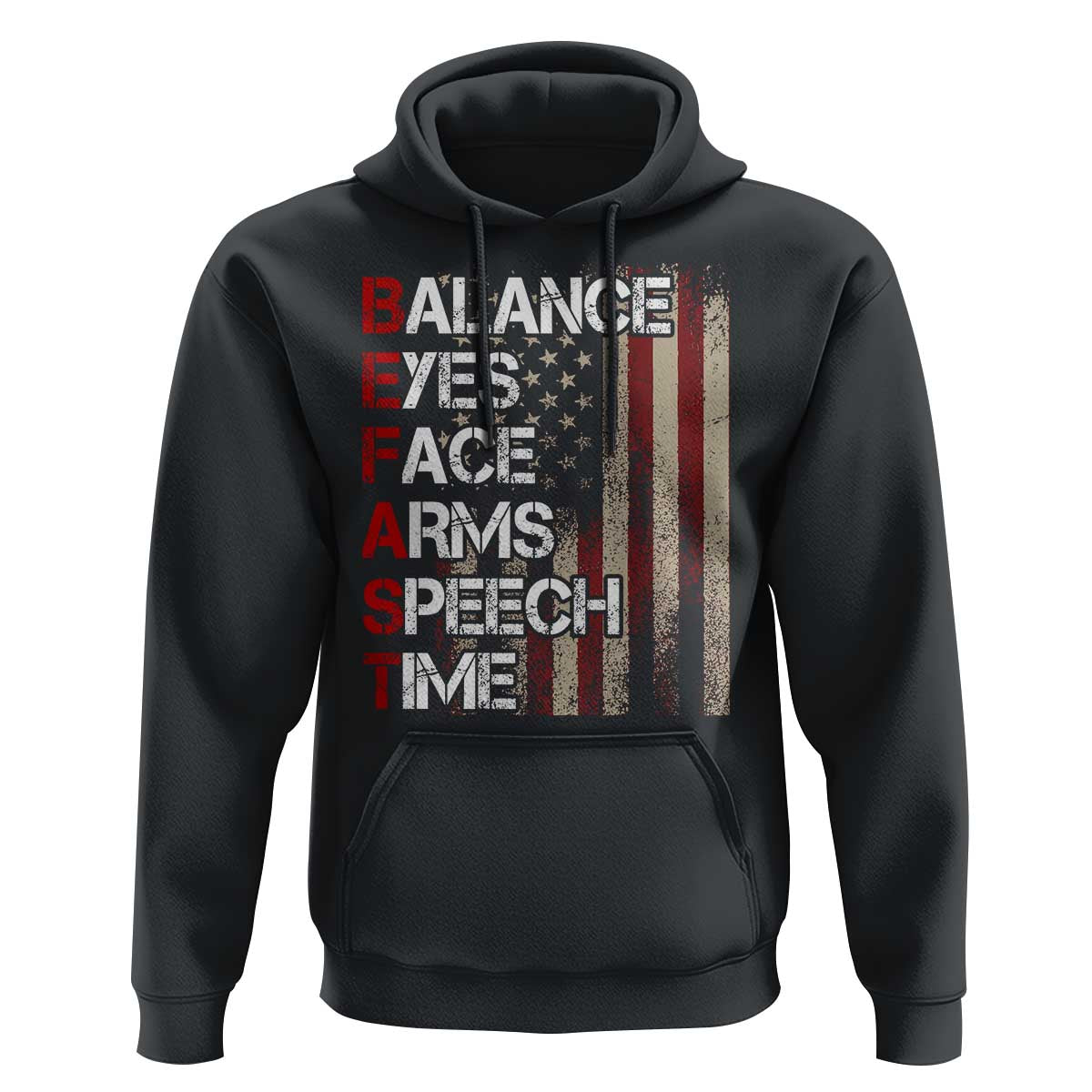 Stroke Awareness Hoodie BEFAST Stroke Symptoms Vintage American Flag