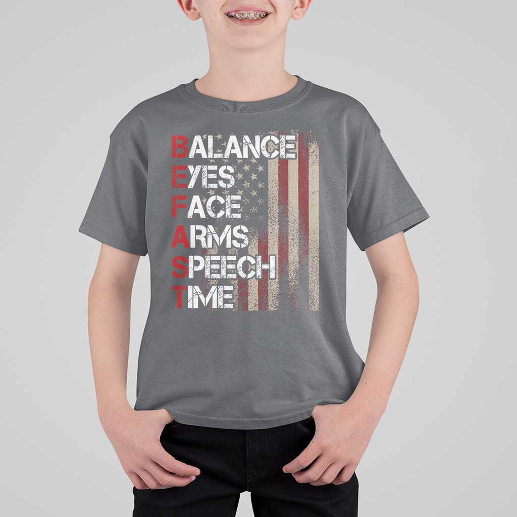 Stroke Awareness T Shirt For Kid BEFAST Stroke Symptoms Vintage American Flag