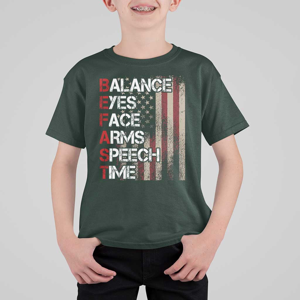 Stroke Awareness T Shirt For Kid BEFAST Stroke Symptoms Vintage American Flag