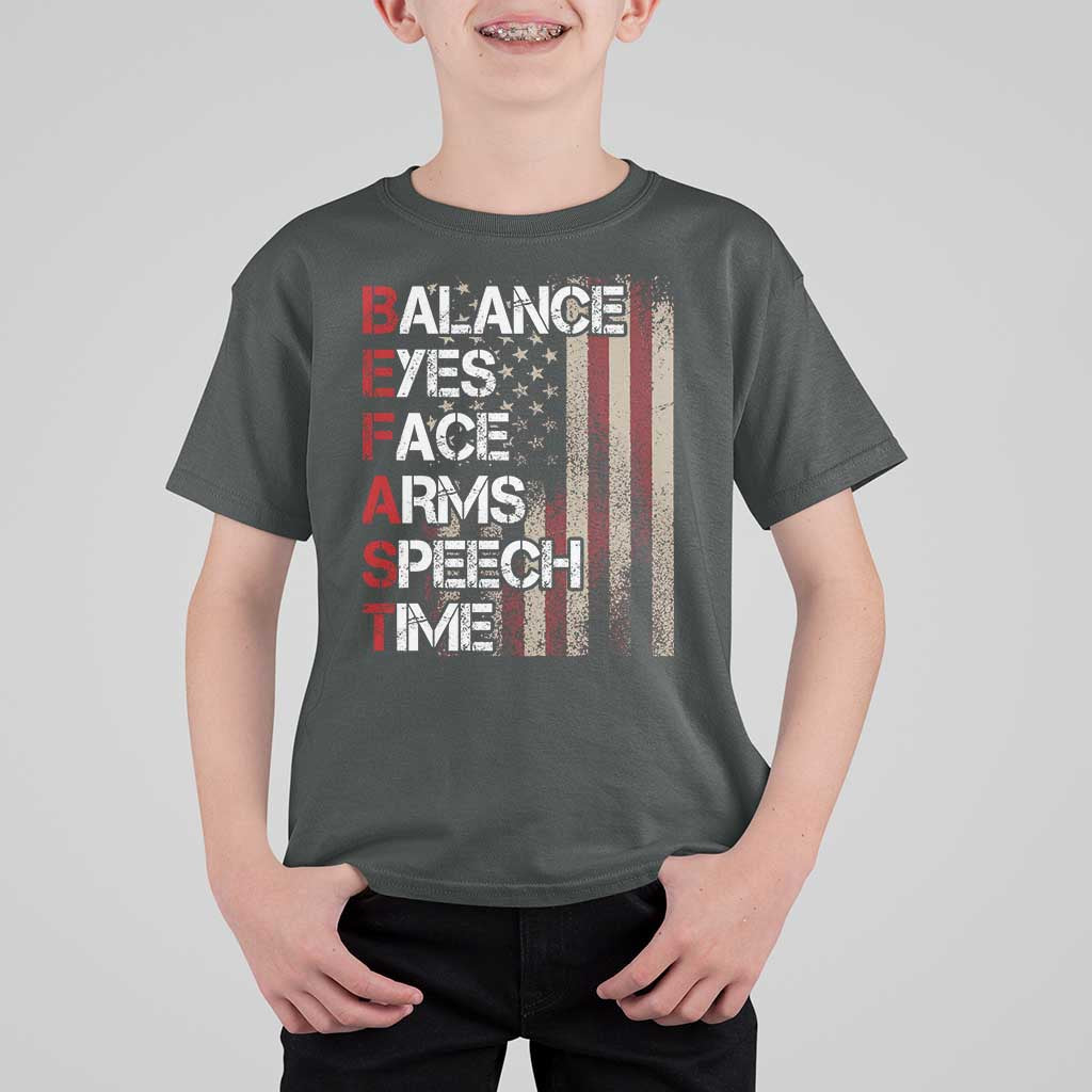 Stroke Awareness T Shirt For Kid BEFAST Stroke Symptoms Vintage American Flag