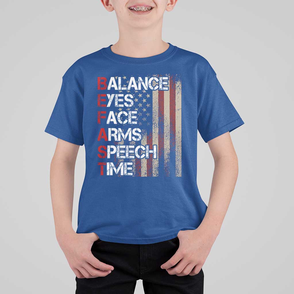 Stroke Awareness T Shirt For Kid BEFAST Stroke Symptoms Vintage American Flag