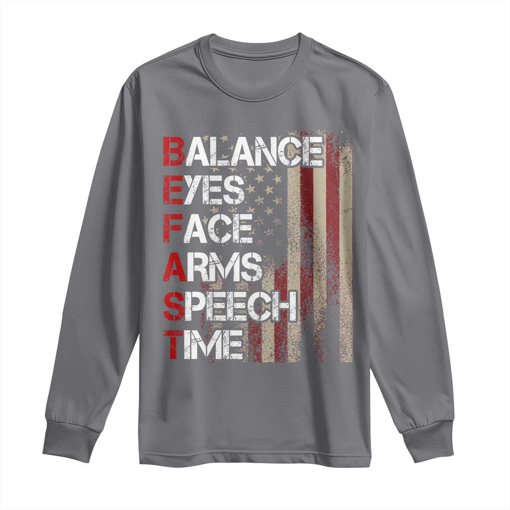 Stroke Awareness Long Sleeve Shirt BEFAST Stroke Symptoms Vintage American Flag