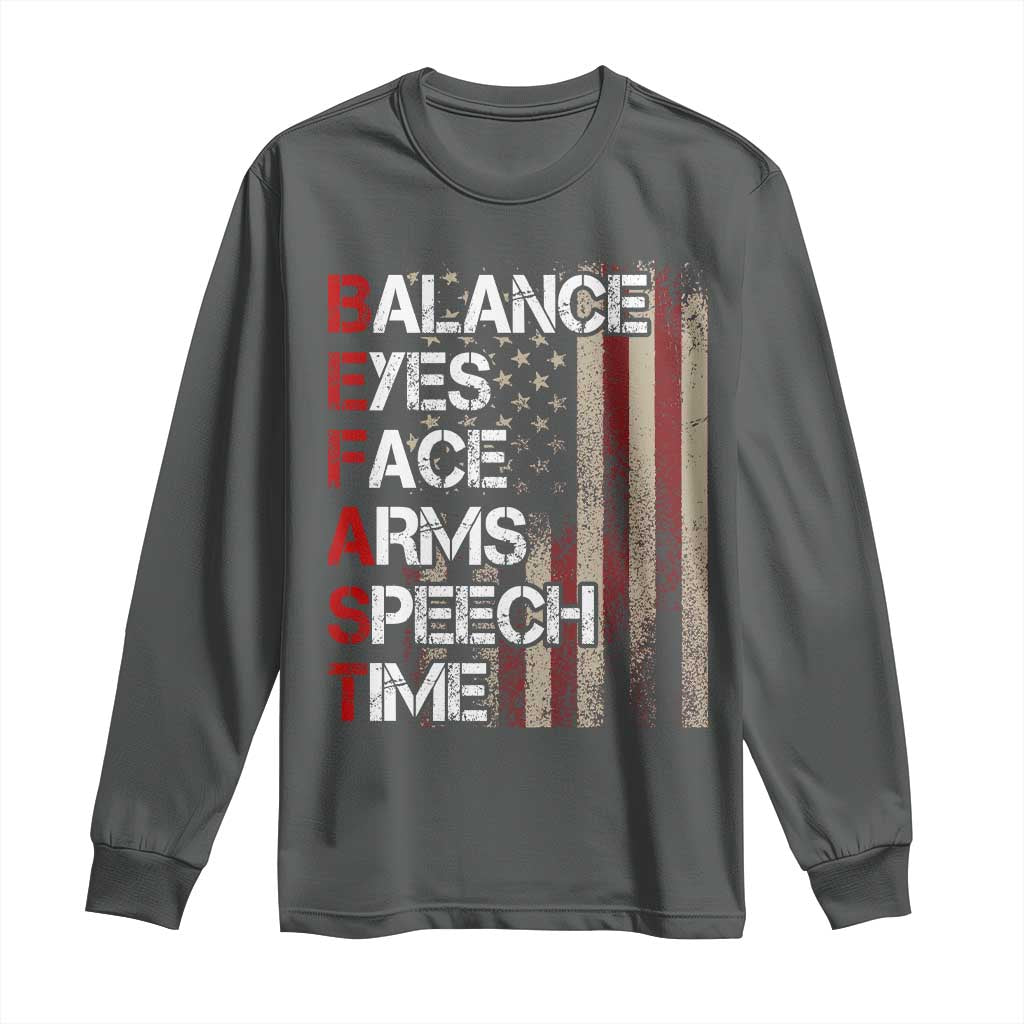 Stroke Awareness Long Sleeve Shirt BEFAST Stroke Symptoms Vintage American Flag