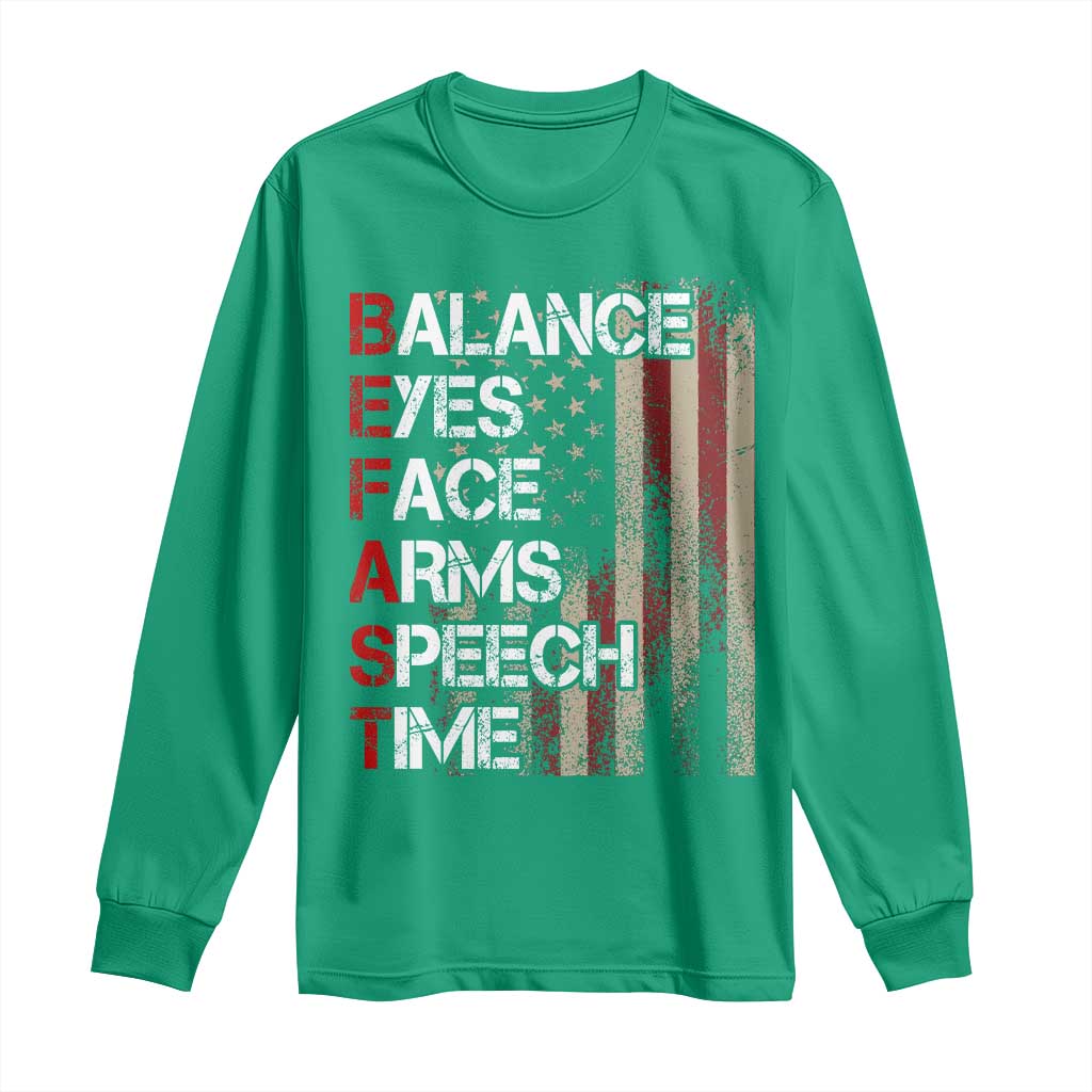 Stroke Awareness Long Sleeve Shirt BEFAST Stroke Symptoms Vintage American Flag