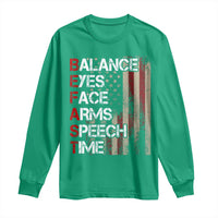 Stroke Awareness Long Sleeve Shirt BEFAST Stroke Symptoms Vintage American Flag
