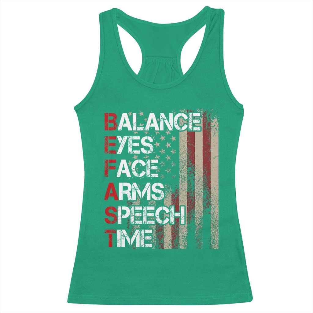 Stroke Awareness Racerback Tank Top BEFAST Stroke Symptoms Vintage American Flag