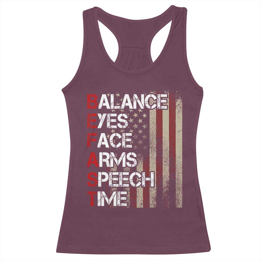 Stroke Awareness Racerback Tank Top BEFAST Stroke Symptoms Vintage American Flag