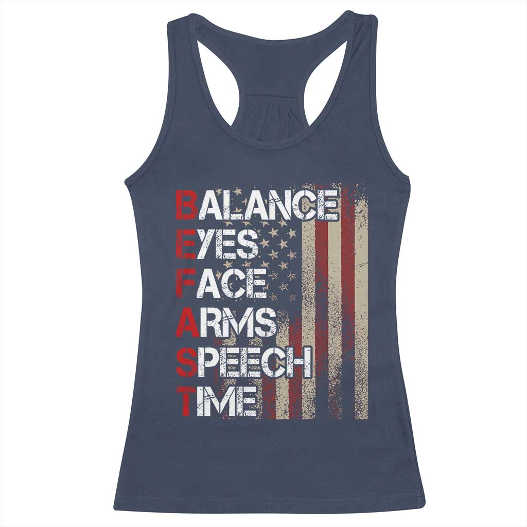 Stroke Awareness Racerback Tank Top BEFAST Stroke Symptoms Vintage American Flag