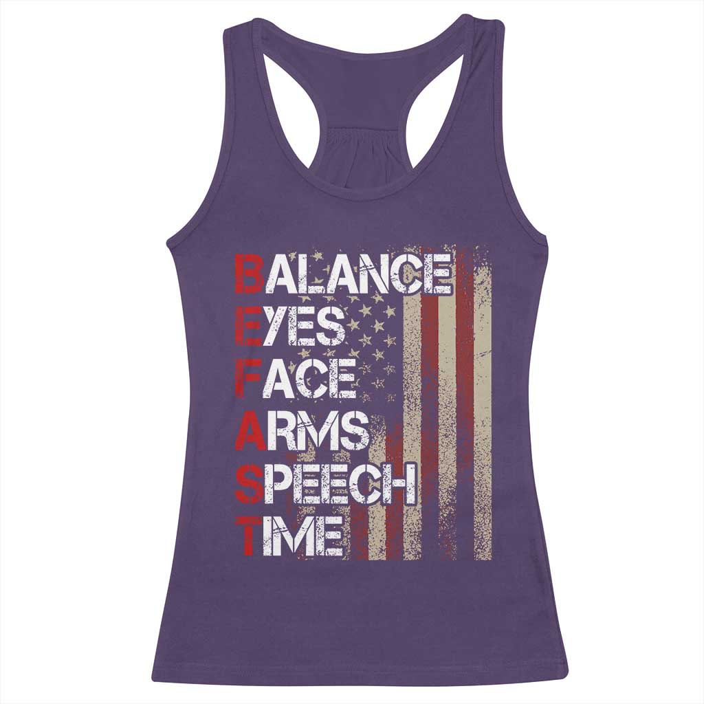 Stroke Awareness Racerback Tank Top BEFAST Stroke Symptoms Vintage American Flag