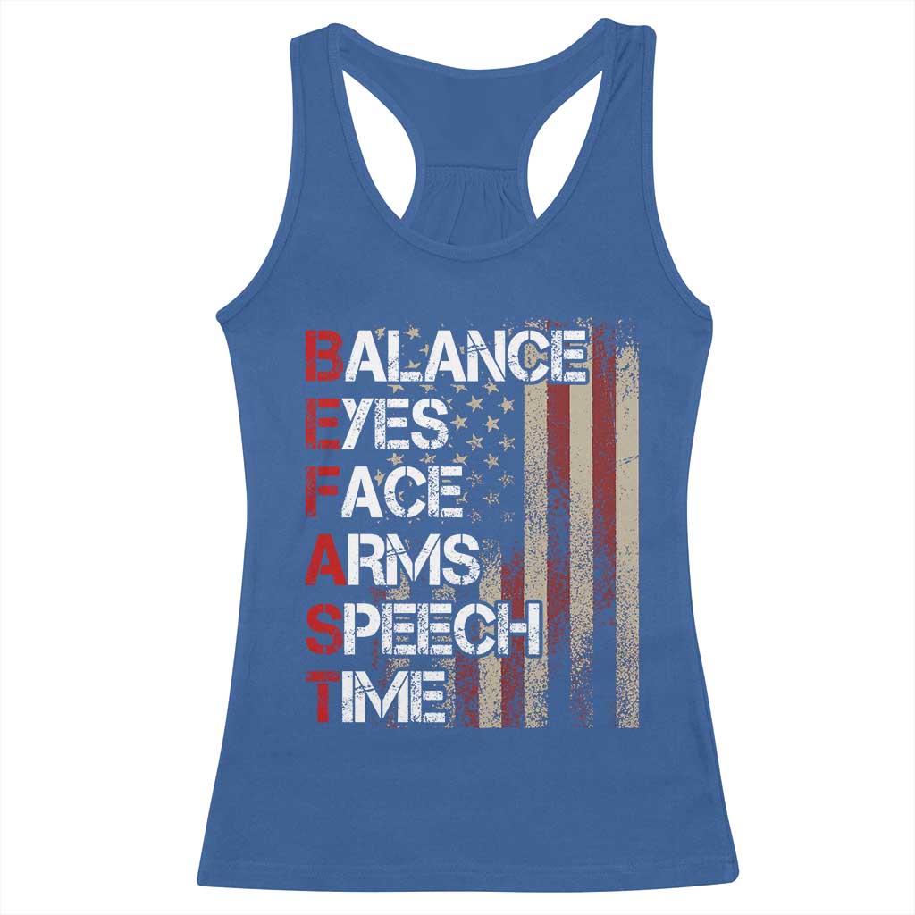 Stroke Awareness Racerback Tank Top BEFAST Stroke Symptoms Vintage American Flag
