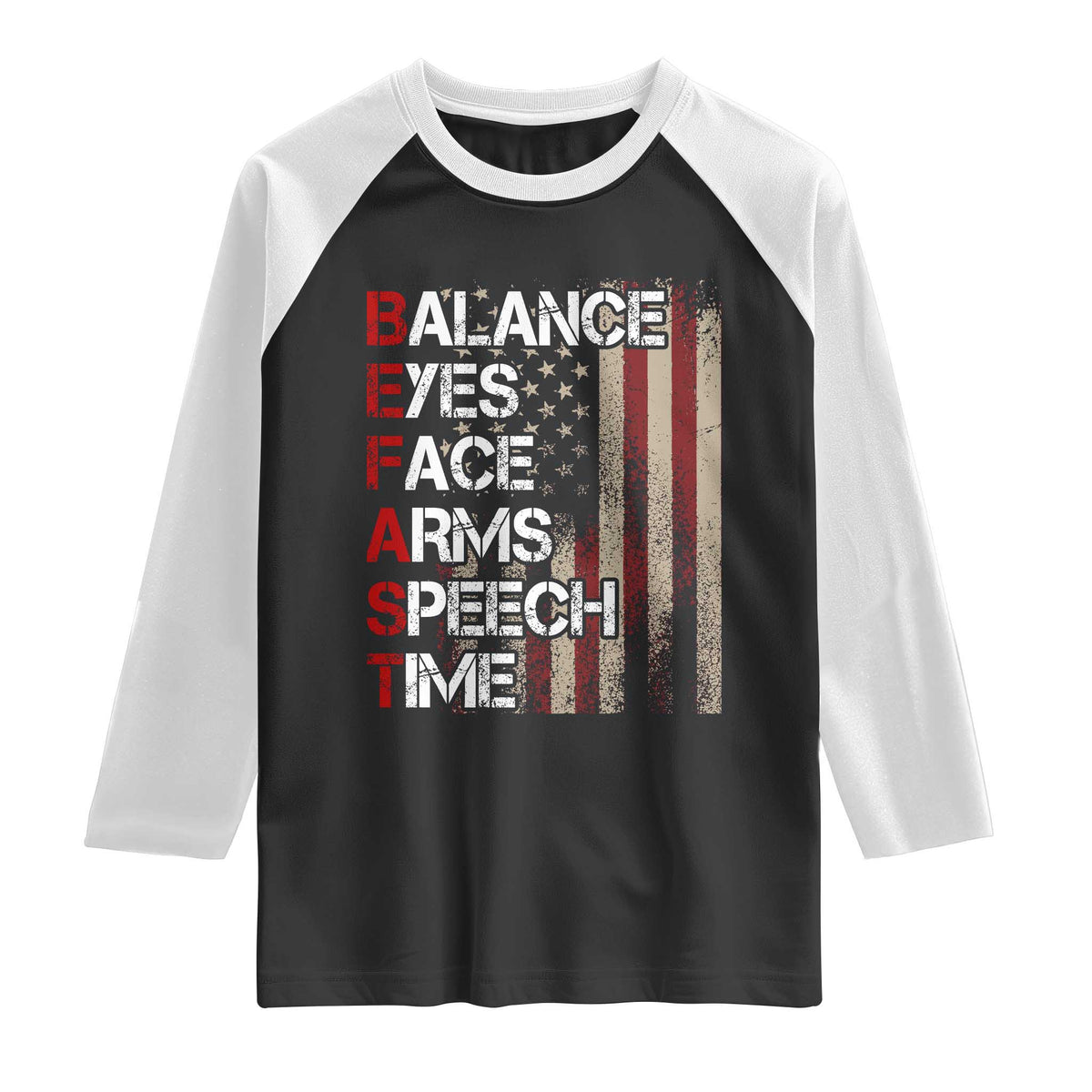 Stroke Awareness Raglan Shirt BEFAST Stroke Symptoms Vintage American Flag