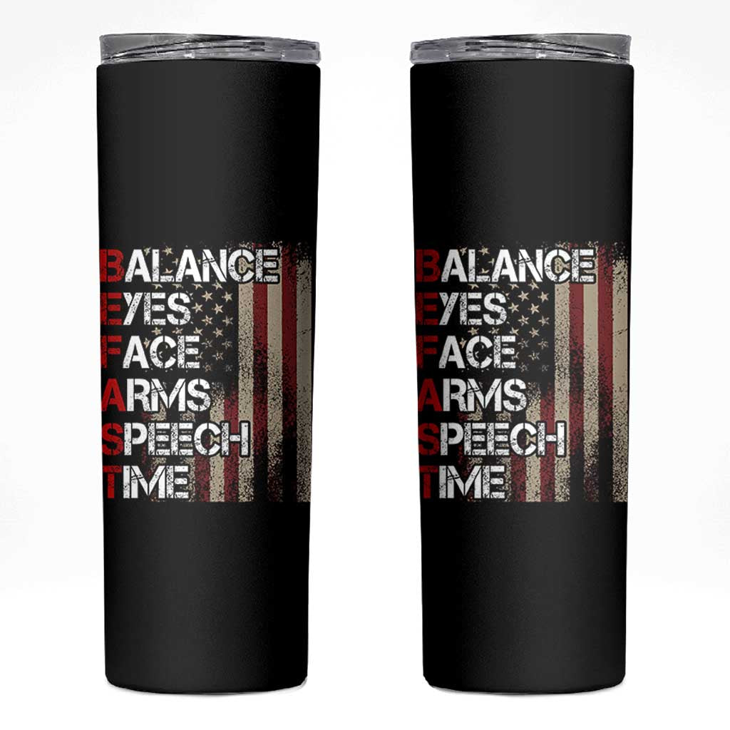 Stroke Awareness Skinny Tumbler BEFAST Stroke Symptoms Vintage American Flag