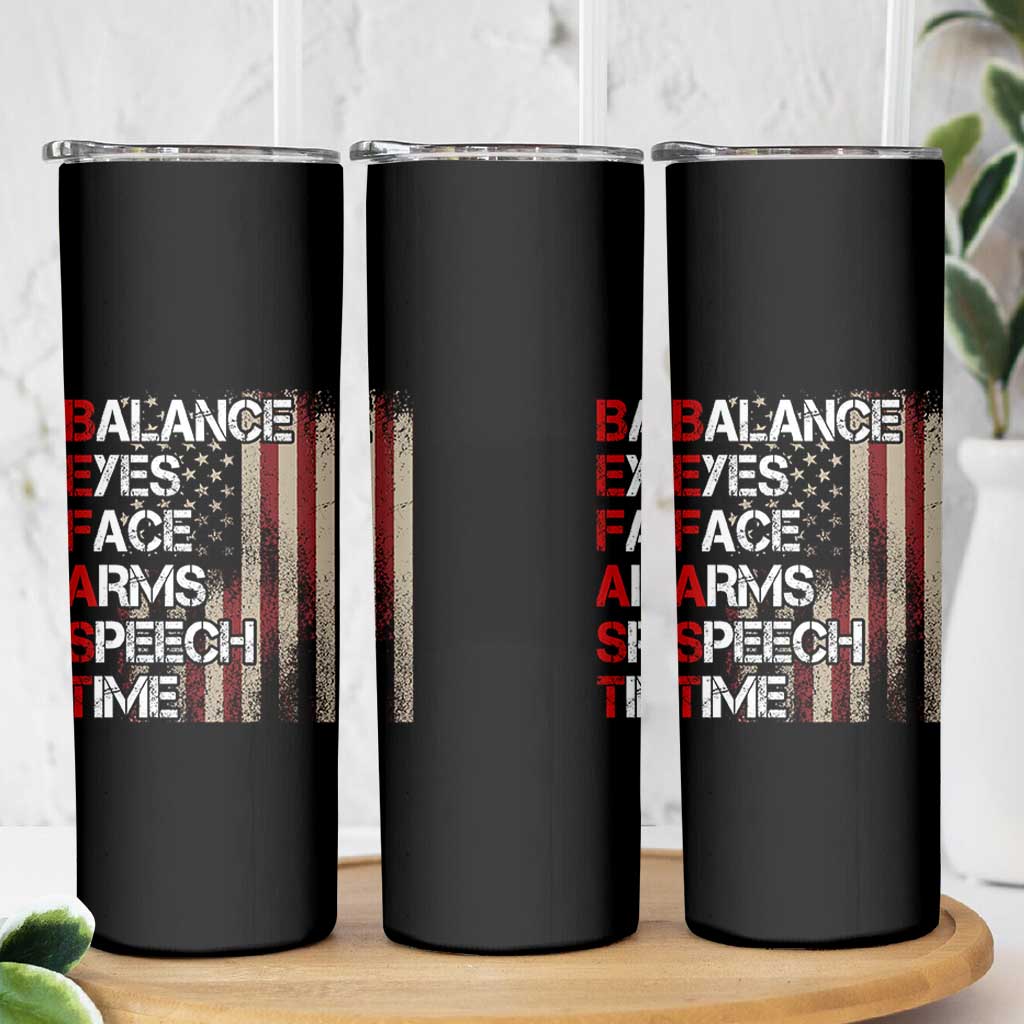 Stroke Awareness Skinny Tumbler BEFAST Stroke Symptoms Vintage American Flag