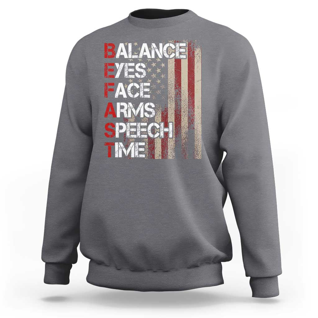Stroke Awareness Sweatshirt BEFAST Stroke Symptoms Vintage American Flag