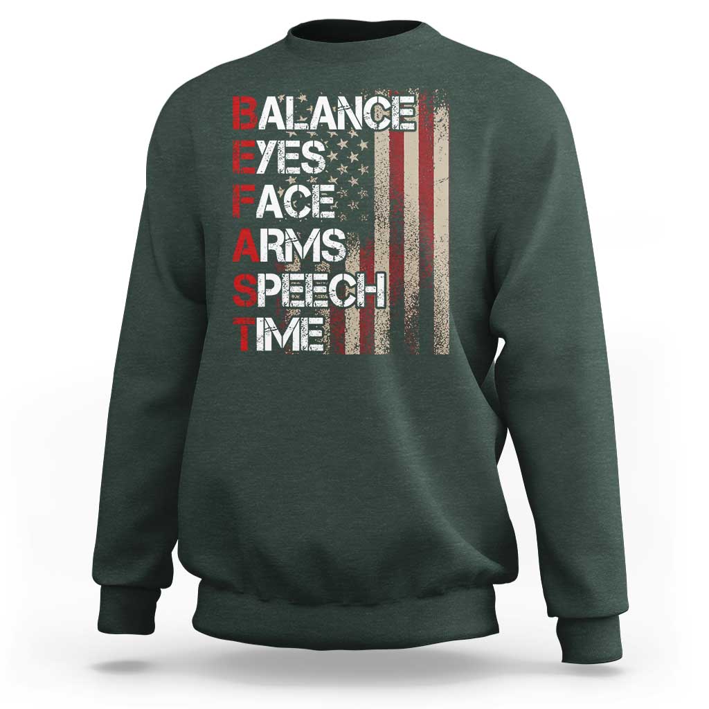 Stroke Awareness Sweatshirt BEFAST Stroke Symptoms Vintage American Flag