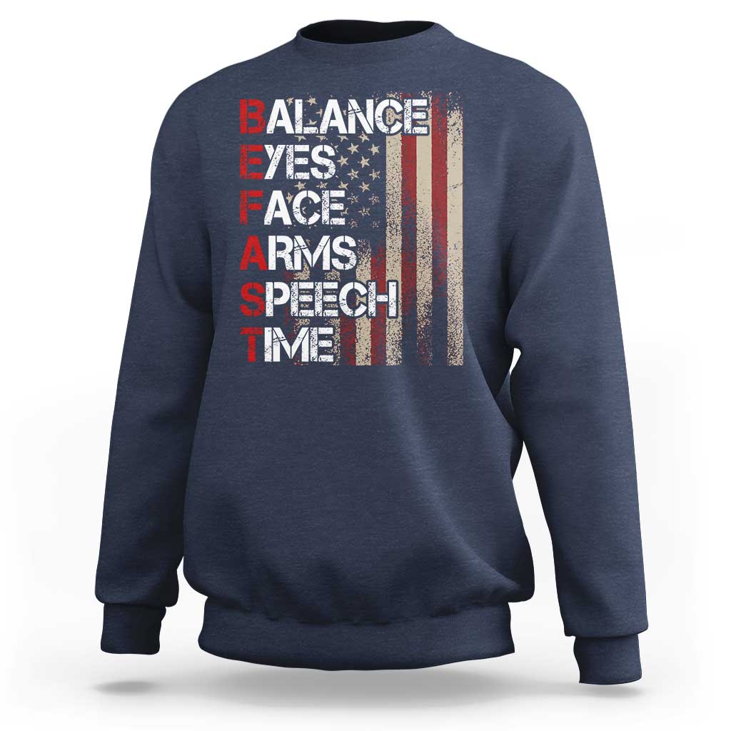 Stroke Awareness Sweatshirt BEFAST Stroke Symptoms Vintage American Flag