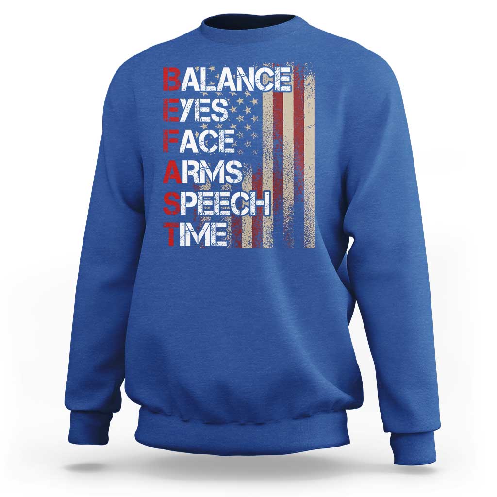 Stroke Awareness Sweatshirt BEFAST Stroke Symptoms Vintage American Flag