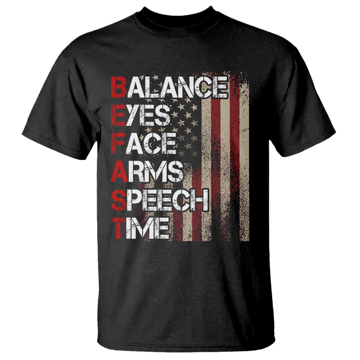 Stroke Awareness T Shirt BEFAST Stroke Symptoms Vintage American Flag