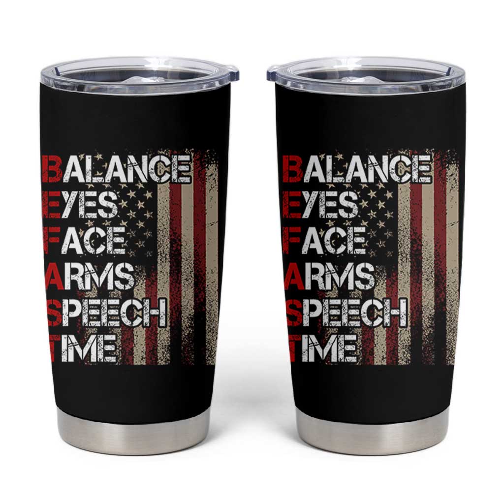 Stroke Awareness Tumbler Cup BEFAST Stroke Symptoms Vintage American Flag