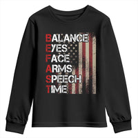 Stroke Awareness Youth Sweatshirt BEFAST Stroke Symptoms Vintage American Flag