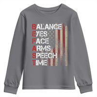 Stroke Awareness Youth Sweatshirt BEFAST Stroke Symptoms Vintage American Flag