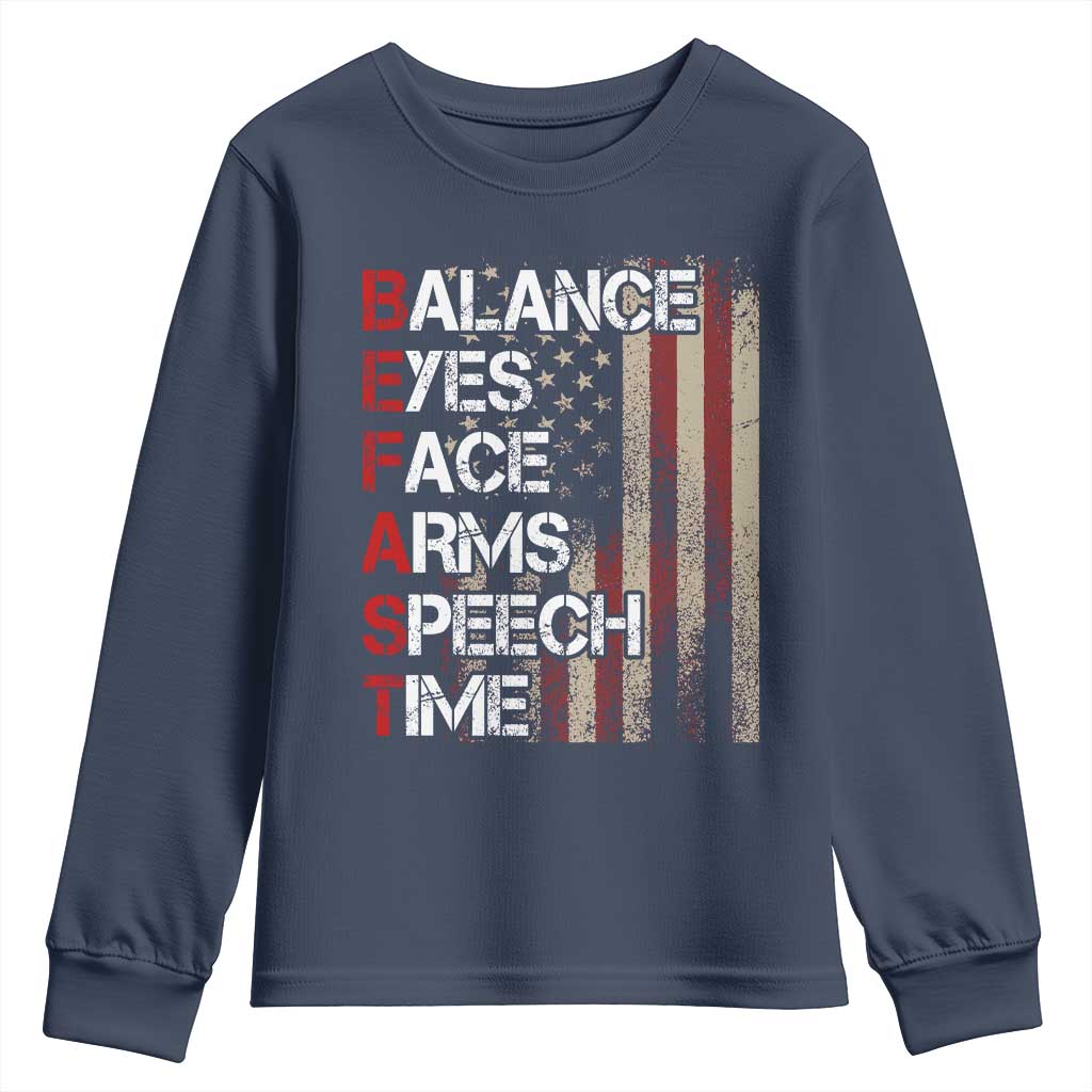 Stroke Awareness Youth Sweatshirt BEFAST Stroke Symptoms Vintage American Flag