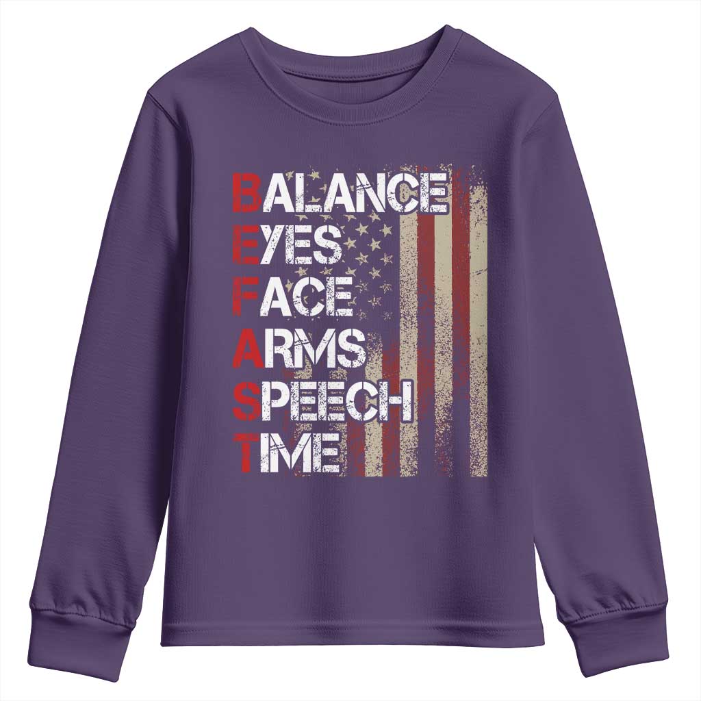 Stroke Awareness Youth Sweatshirt BEFAST Stroke Symptoms Vintage American Flag