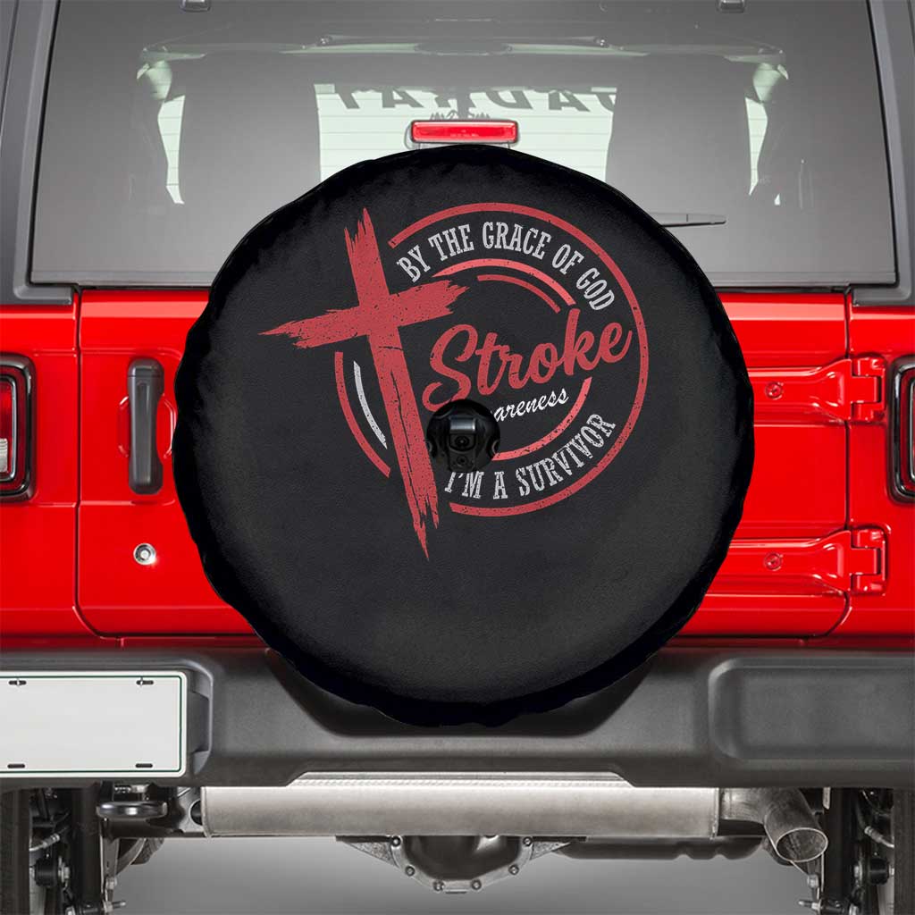 By The Grace Of God I'm A Survivor Stroke Awareness Spare Tire Cover