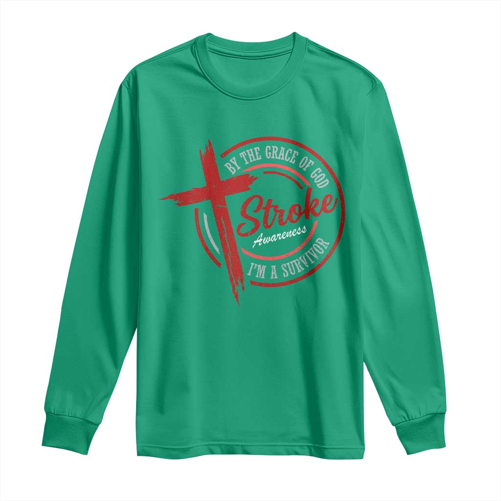 By The Grace Of God I'm A Survivor Stroke Awareness Long Sleeve Shirt