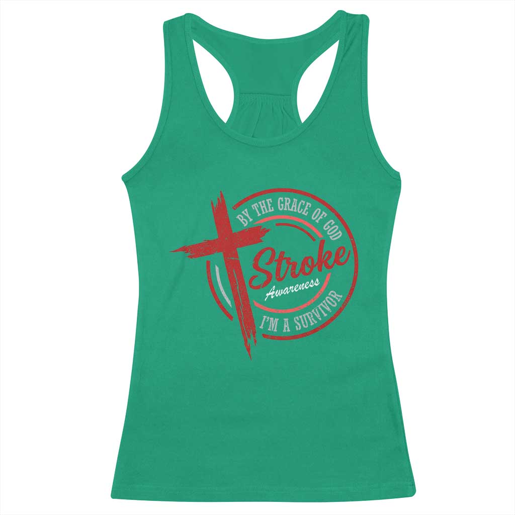 By The Grace Of God I'm A Survivor Stroke Awareness Racerback Tank Top