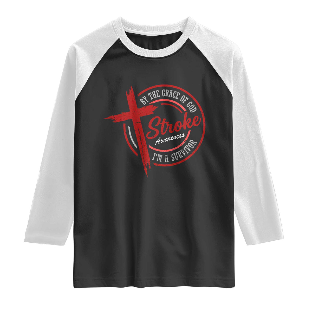 By The Grace Of God I'm A Survivor Stroke Awareness Raglan Shirt