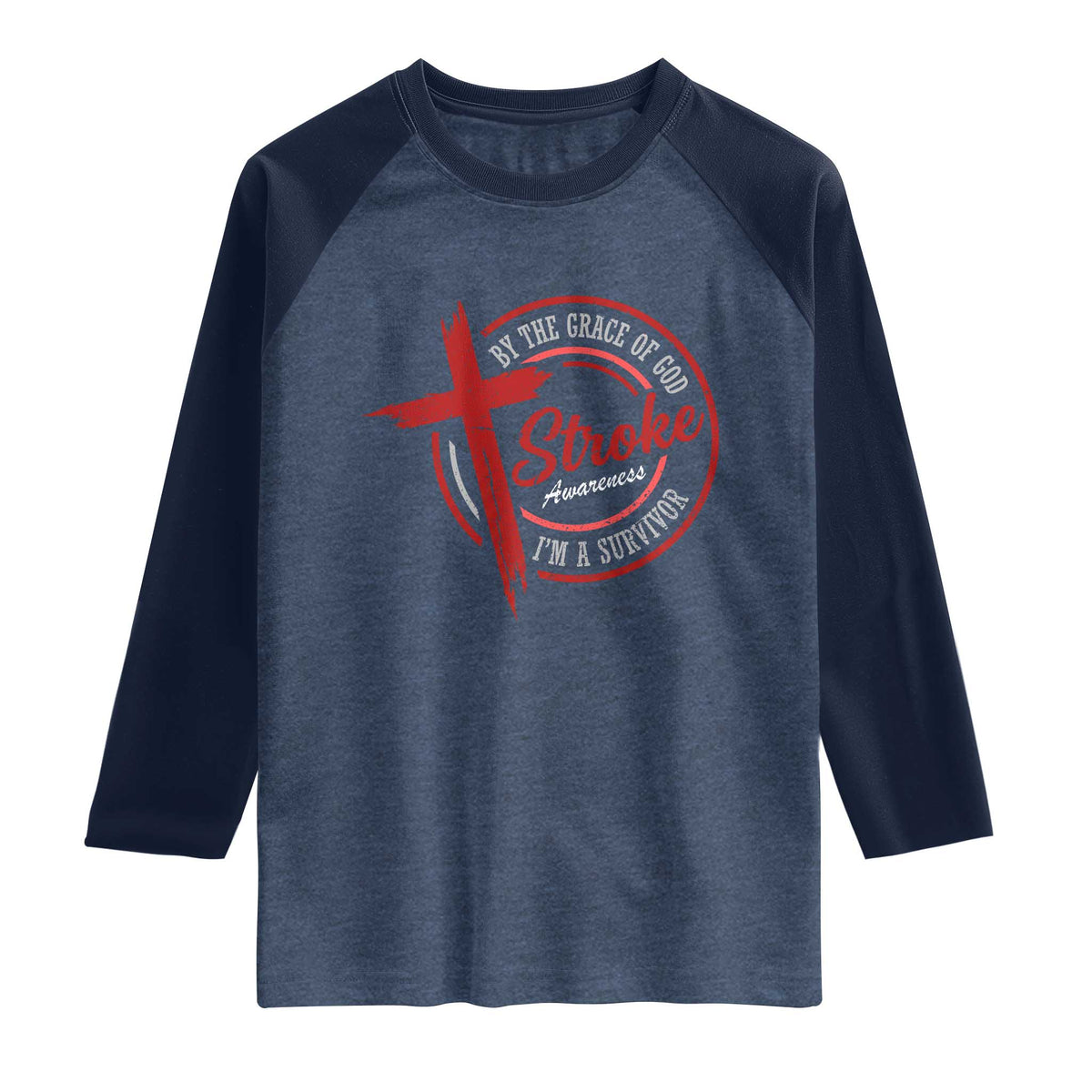 By The Grace Of God I'm A Survivor Stroke Awareness Raglan Shirt