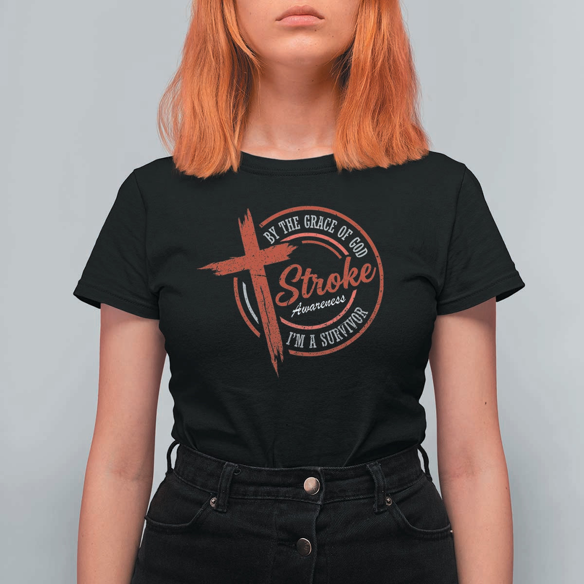 By The Grace Of God I'm A Survivor Stroke Awareness T Shirt For Women
