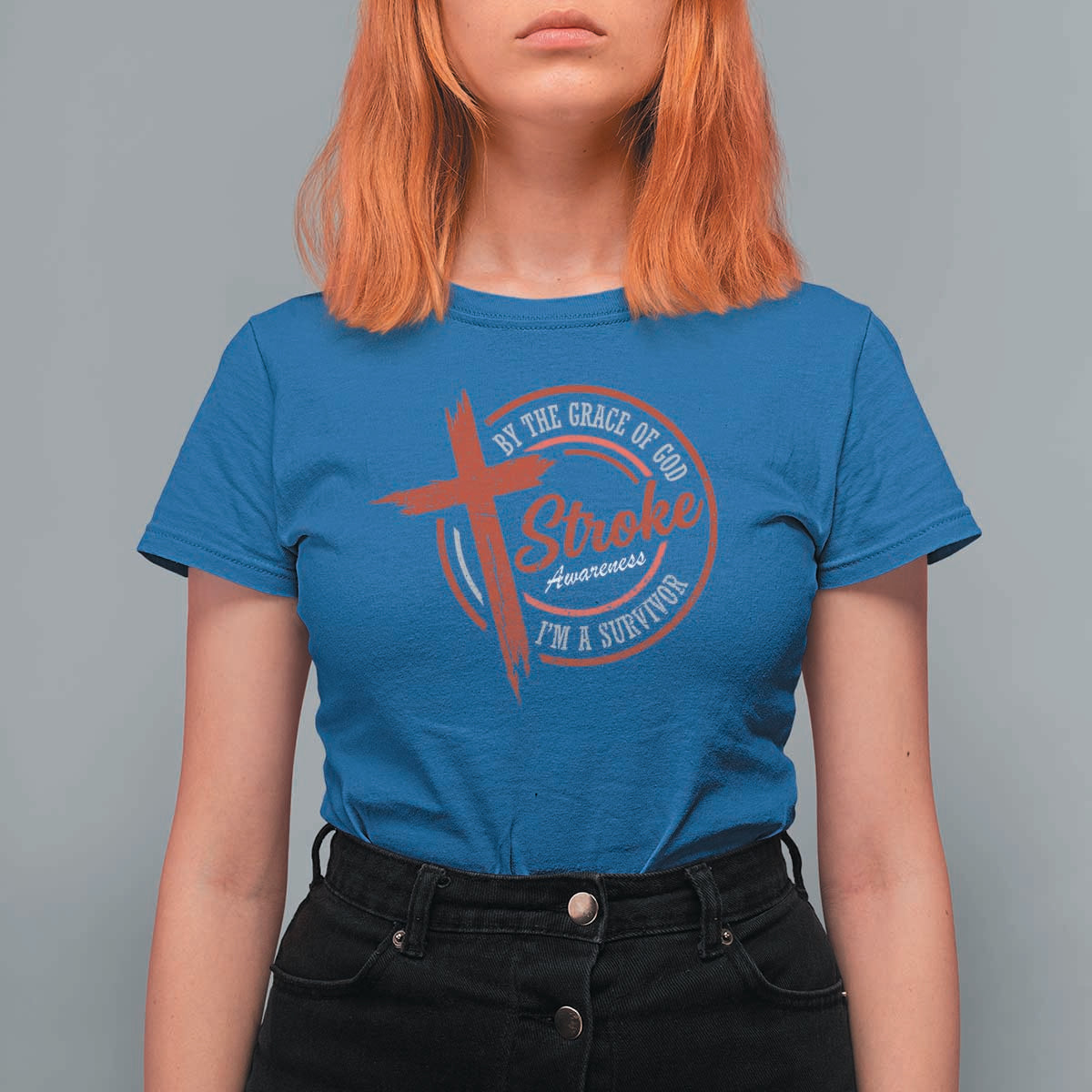 By The Grace Of God I'm A Survivor Stroke Awareness T Shirt For Women