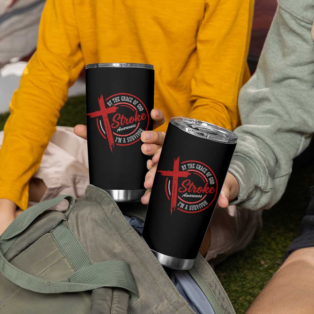 By The Grace Of God I'm A Survivor Stroke Awareness Tumbler Cup