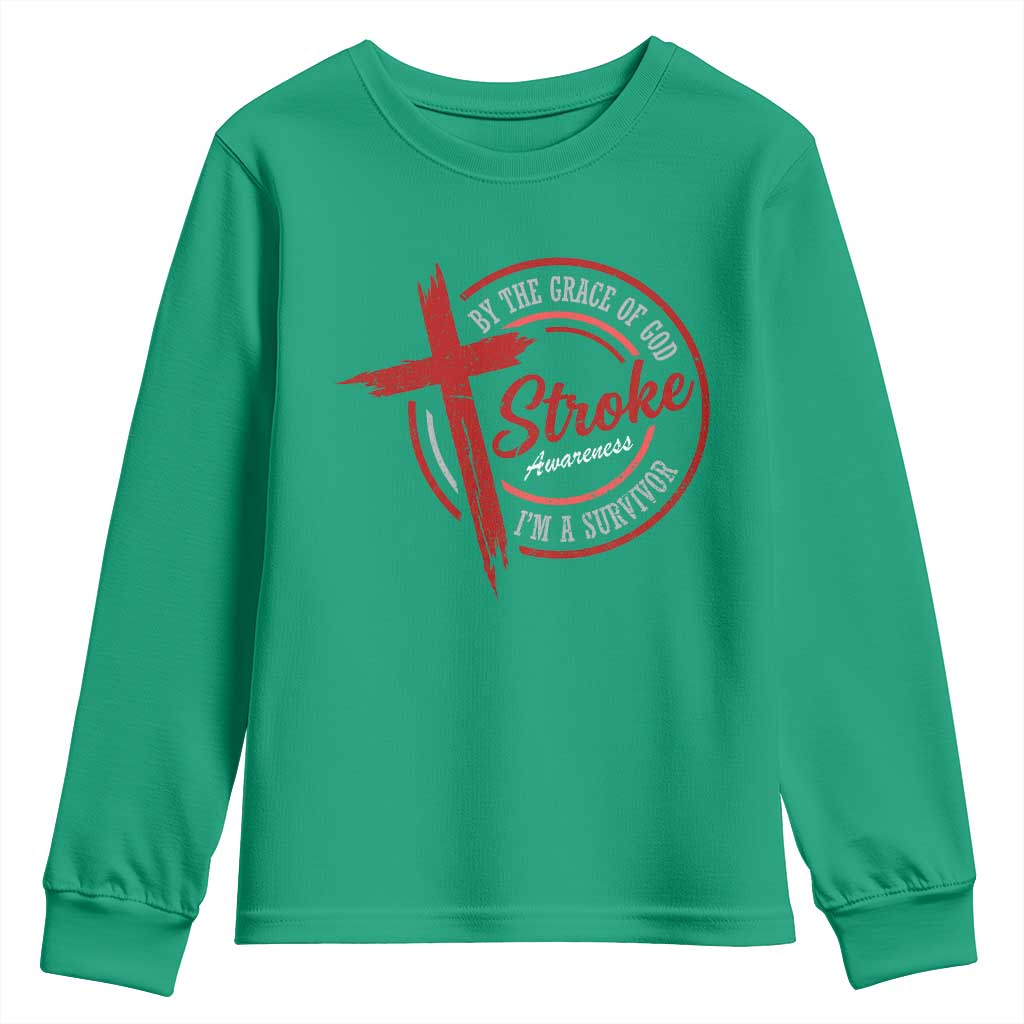 By The Grace Of God I'm A Survivor Stroke Awareness Youth Sweatshirt