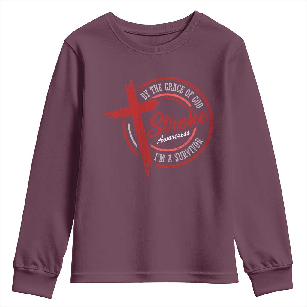 By The Grace Of God I'm A Survivor Stroke Awareness Youth Sweatshirt