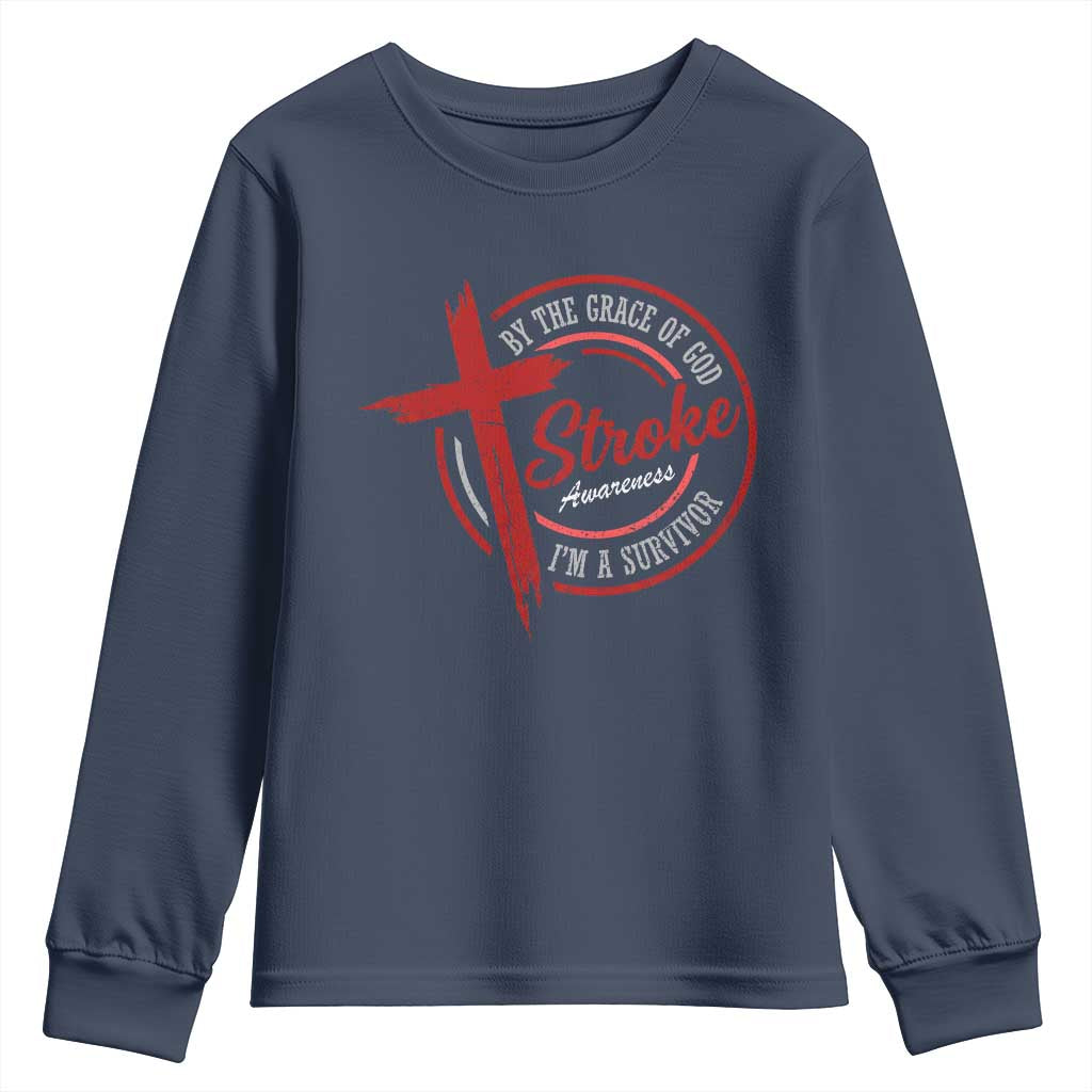 By The Grace Of God I'm A Survivor Stroke Awareness Youth Sweatshirt