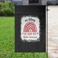In May We Wear Red Stroke Awareness Garden Flag Bleach Effect