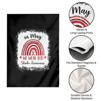 In May We Wear Red Stroke Awareness Garden Flag Bleach Effect