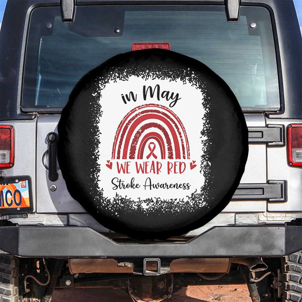 In May We Wear Red Stroke Awareness Spare Tire Cover Bleach Effect