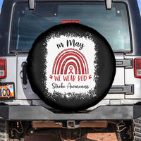 In May We Wear Red Stroke Awareness Spare Tire Cover Bleach Effect