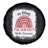 In May We Wear Red Stroke Awareness Spare Tire Cover Bleach Effect