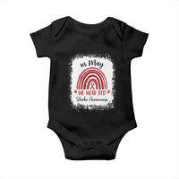 In May We Wear Red Stroke Awareness Baby Onesie Bleach Effect