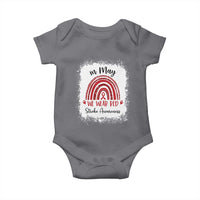 In May We Wear Red Stroke Awareness Baby Onesie Bleach Effect