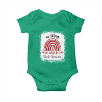 In May We Wear Red Stroke Awareness Baby Onesie Bleach Effect